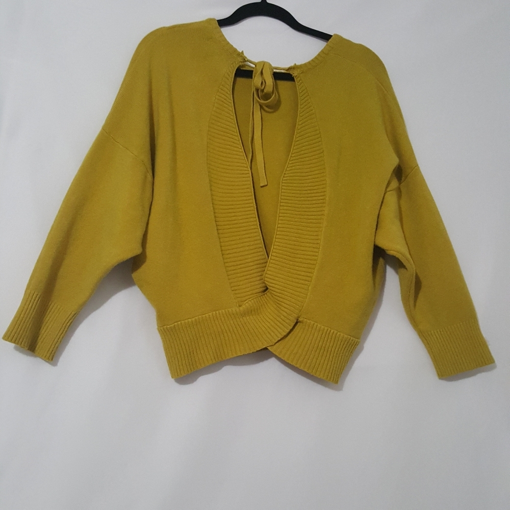 Woven Heart open Tie Back Sweater